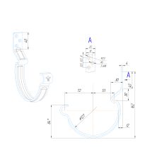 Крюк короткий усиленный модернизированный с комплектом крепления Aquasystem, RAL 7024 Тёмно-серый 125/90