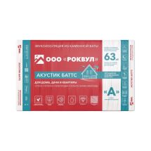 Утеплитель Роквул Акустик Баттс 100мм, 5 плит, 3м2, 600х1000мм, 0.3м3 Rockwool