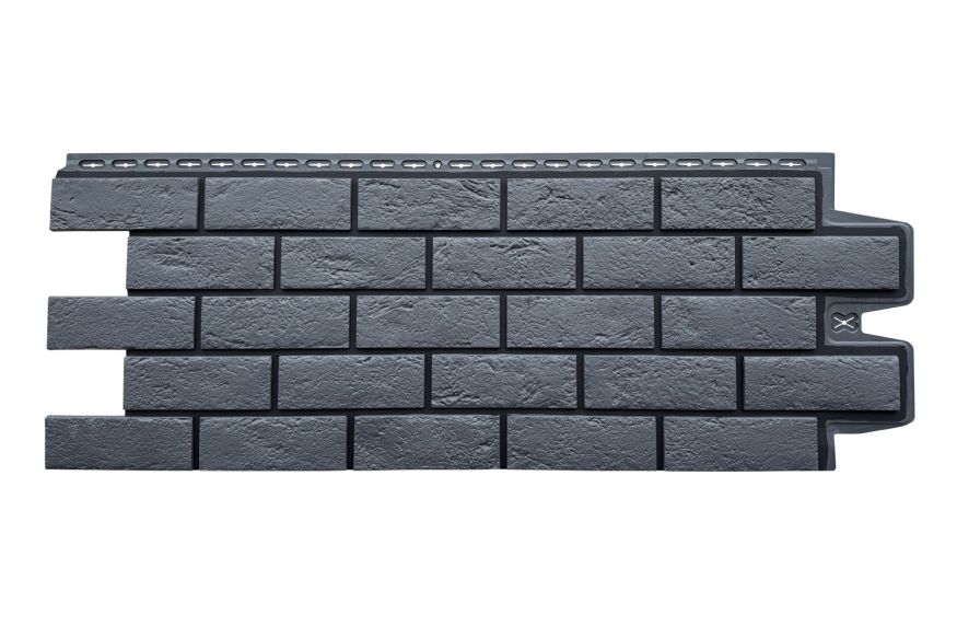 Фасадная панель Grand Line, Состаренный кирпич Design, Графит, шов RAL 9005 купить в Славянске-на-Кубани