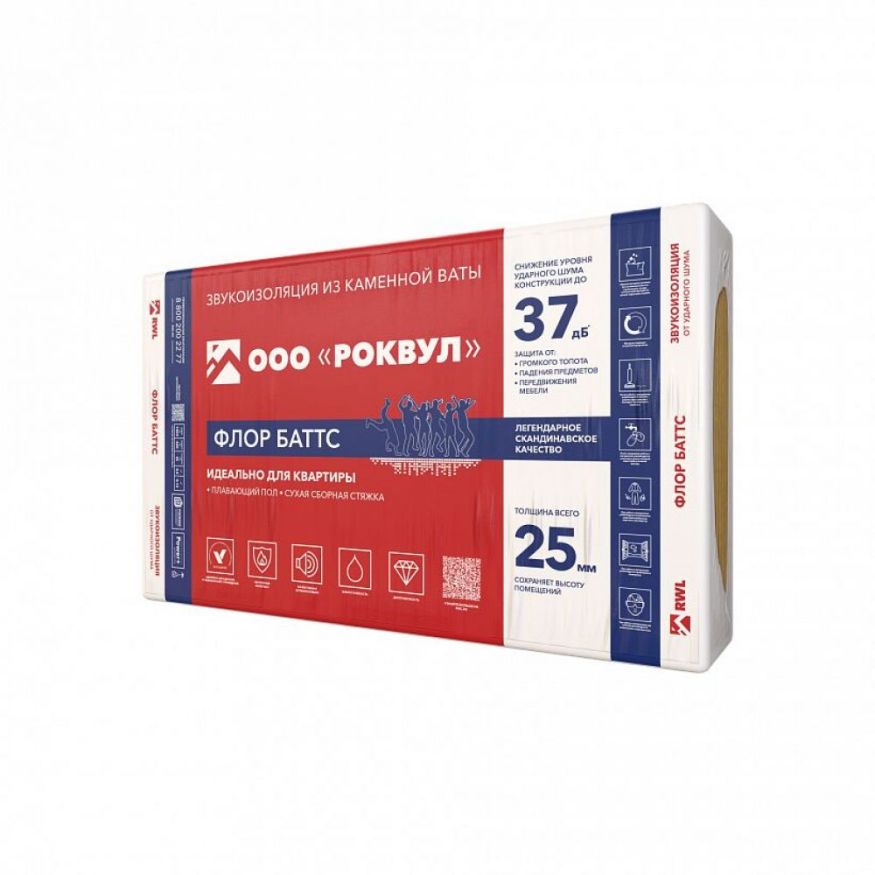 Утеплитель Rockwool ФЛОР БАТТС 50х600х1000/6шт/3.6м2/0.18м3 (32упак/пал) Rockwool купить в Славянске-на-Кубани
